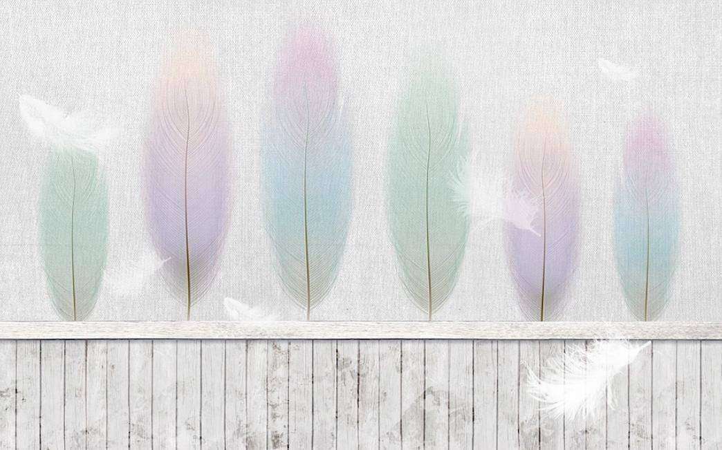 Фотообои в интерьере легкие свежие 3д листья  15-429 фото