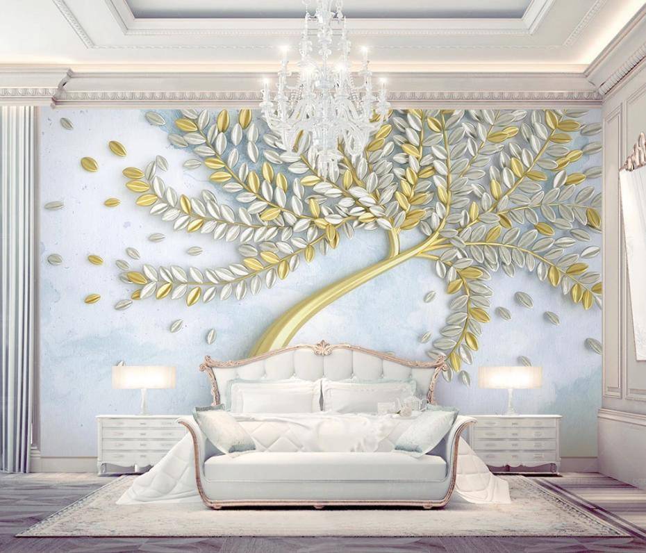 Фотообои Дерево 3д золотое  15-450