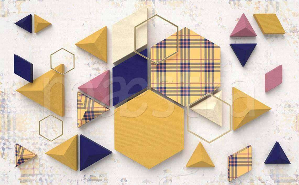 Фотообои в интерьере геометрический 3д треугольник  15-021 фото