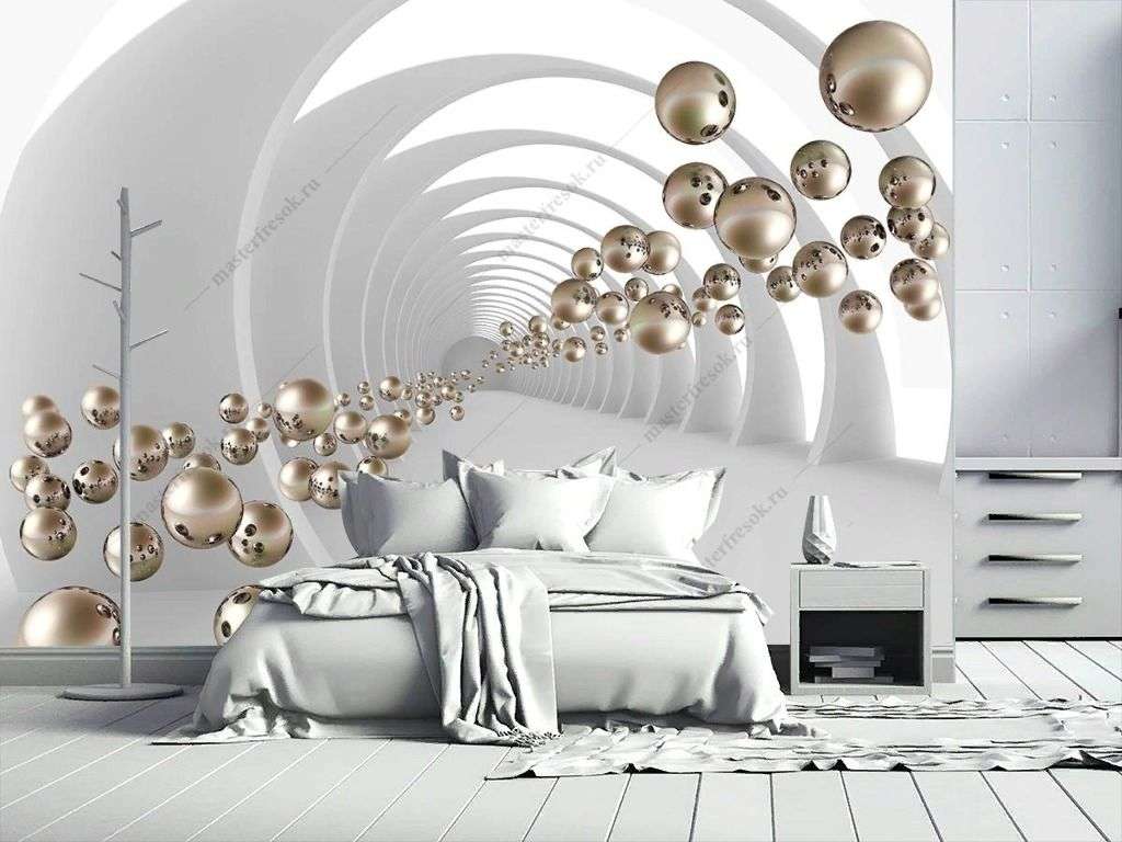 Фотообои в интерьере 3д шары золото  10-901 фото