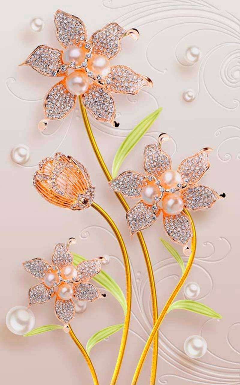 Фотообои в интерьере 3д цветы в дымке на желтом фоне  10-531 фото