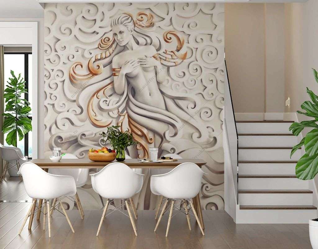 Фотообои в интерьере статуя девушки золотая  10-987 фото