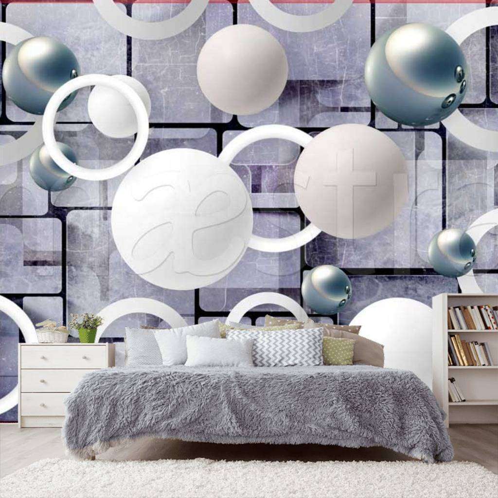 Фотообои 3d фон с шарами и кругами  10-429