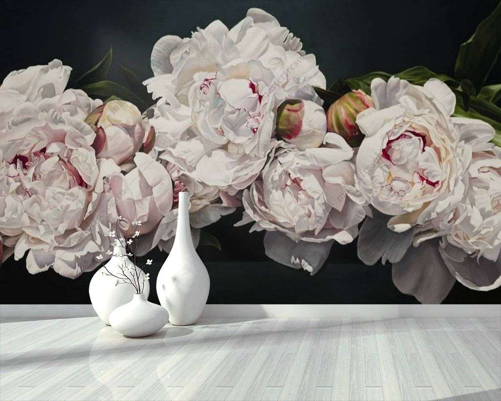 Фотообои в интерьере пионы  16-104 фото