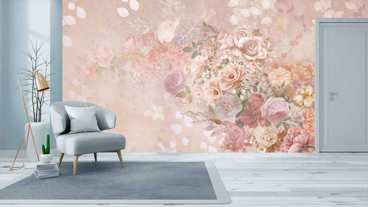 Фотообои в интерьере красивый букет  13-081 фото