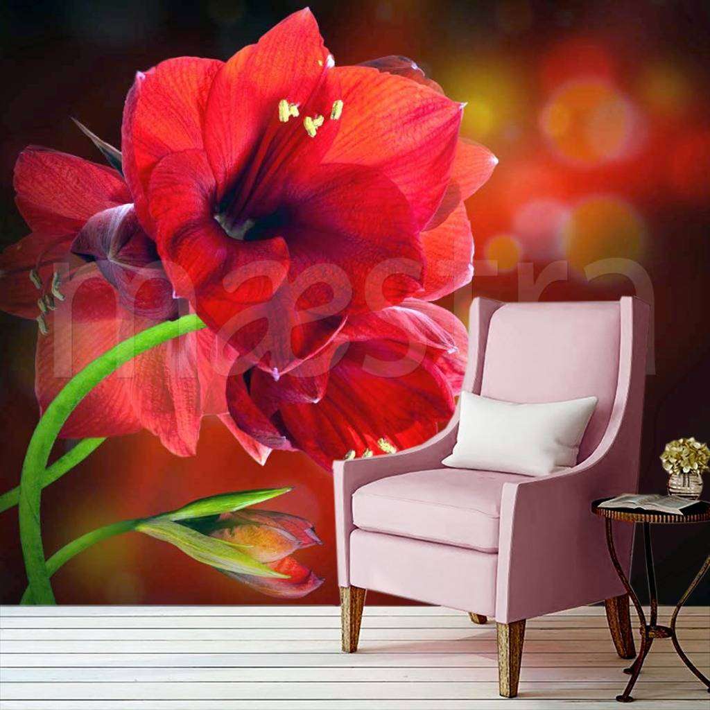 Фотообои Насыщенный красный цветок  4-069