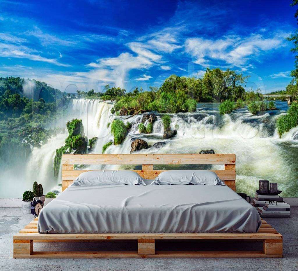 Фотообои в интерьере водопад игуасу в южной америке  9-875 фото