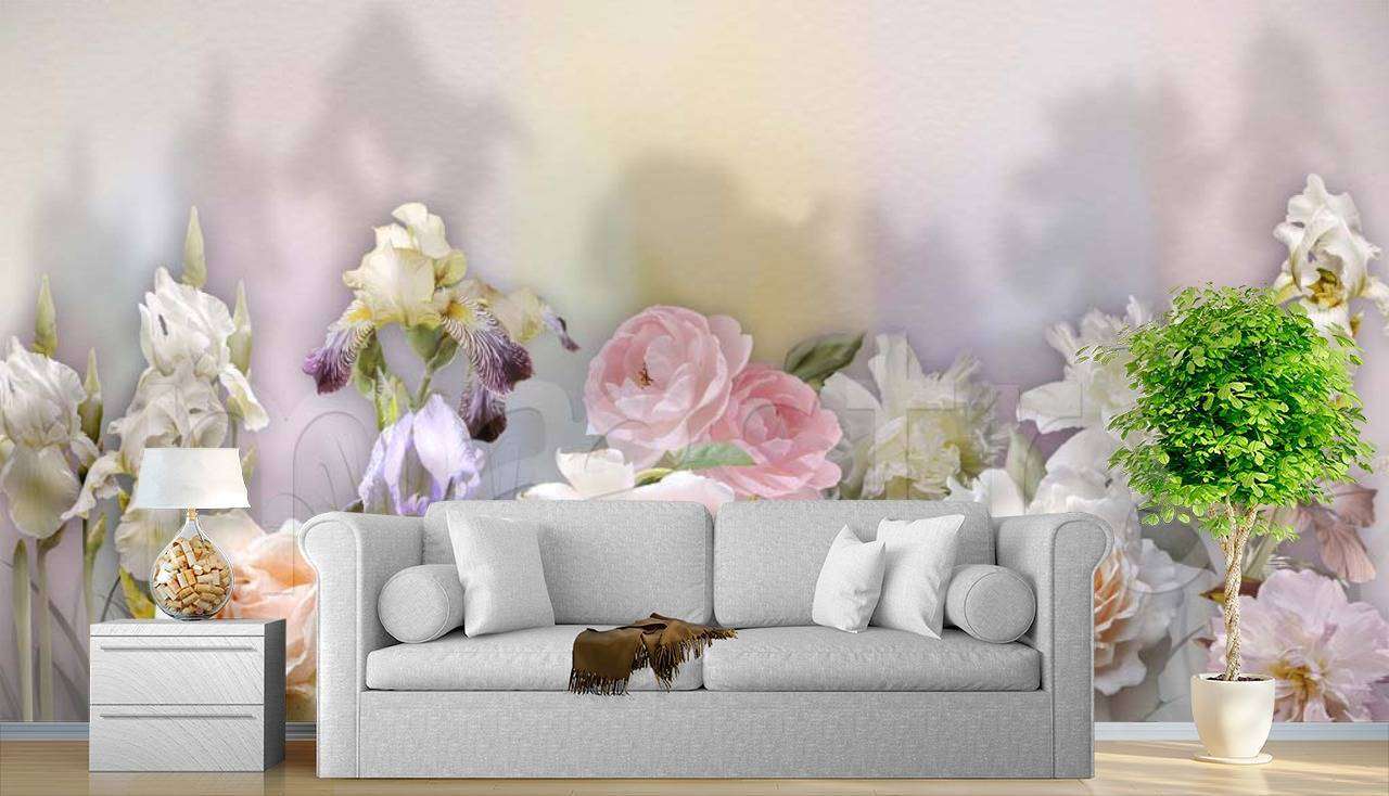 Фотообои Розы на серой стене  7-685