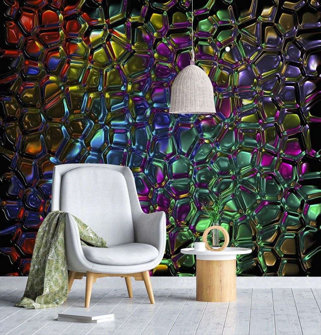Фотообои в интерьере цветная мозаика  9-1429 фото