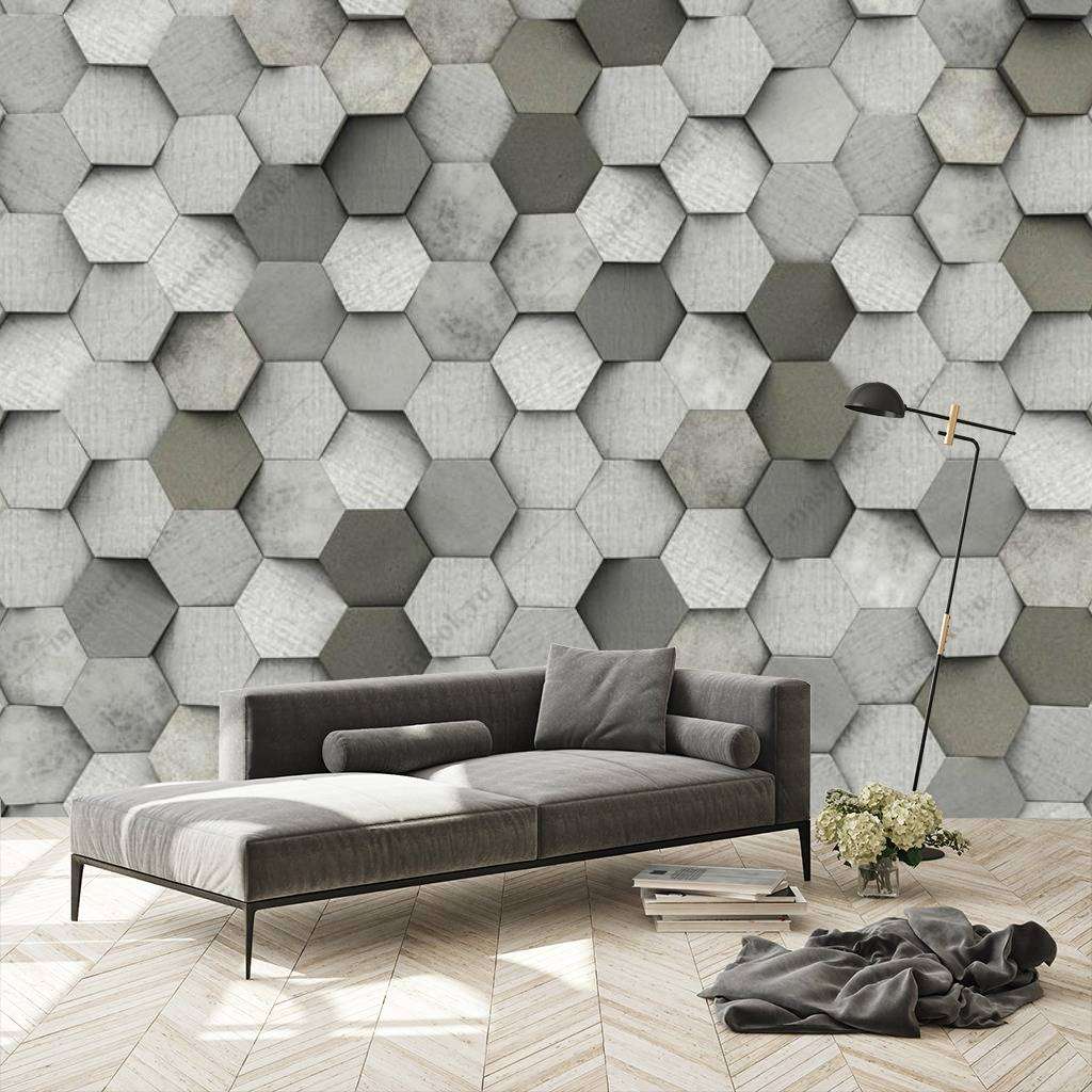 Фотообои 3д серые соты  10-781