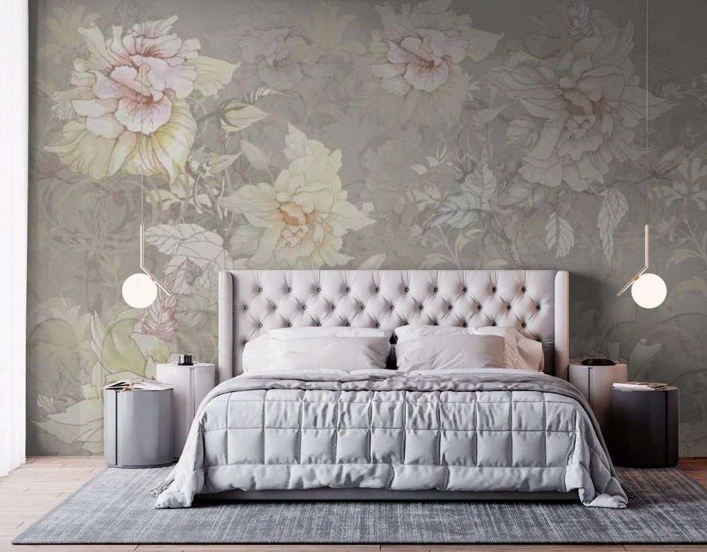 Фотообои в интерьере розы в винтажном стиле  7-460 фото