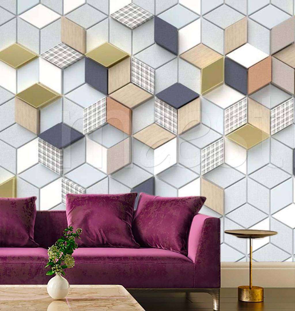 Фотообои в интерьере 3д стереоскопический геометрический ромб  15-011 фото