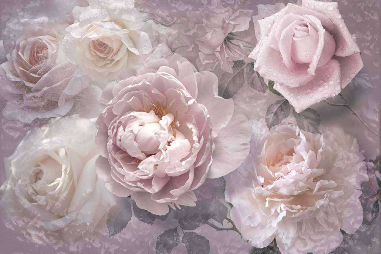 Фотообои в интерьере натюрморт "3d пионы"  7-882 фото