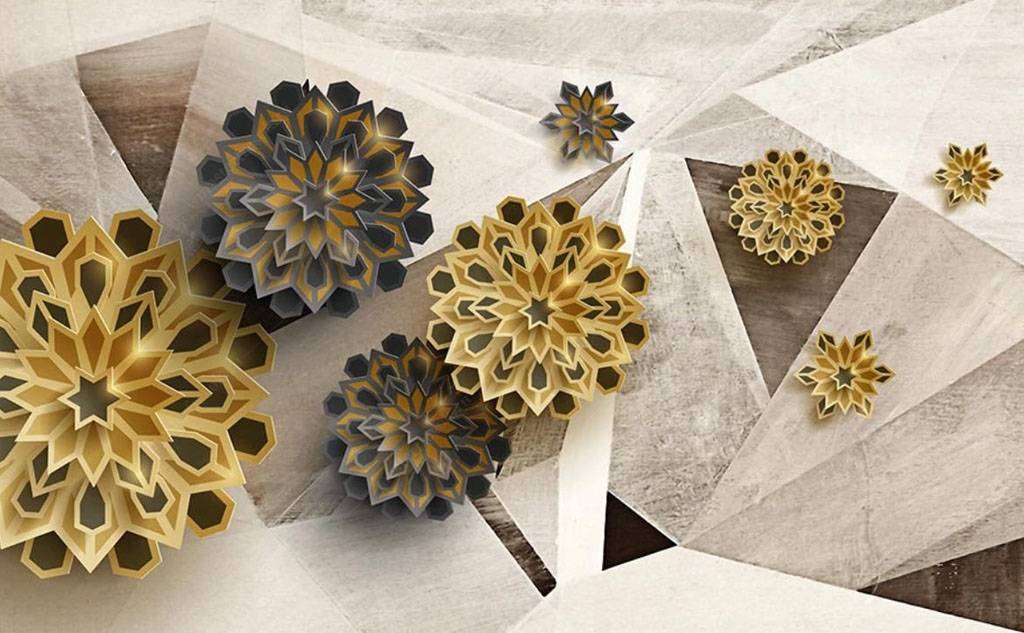 Фотообои в интерьере деревянные цветы  15-699 фото