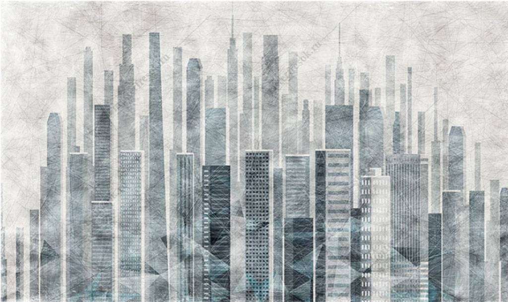 Фотообои в интерьере акварельный город  15-867 фото