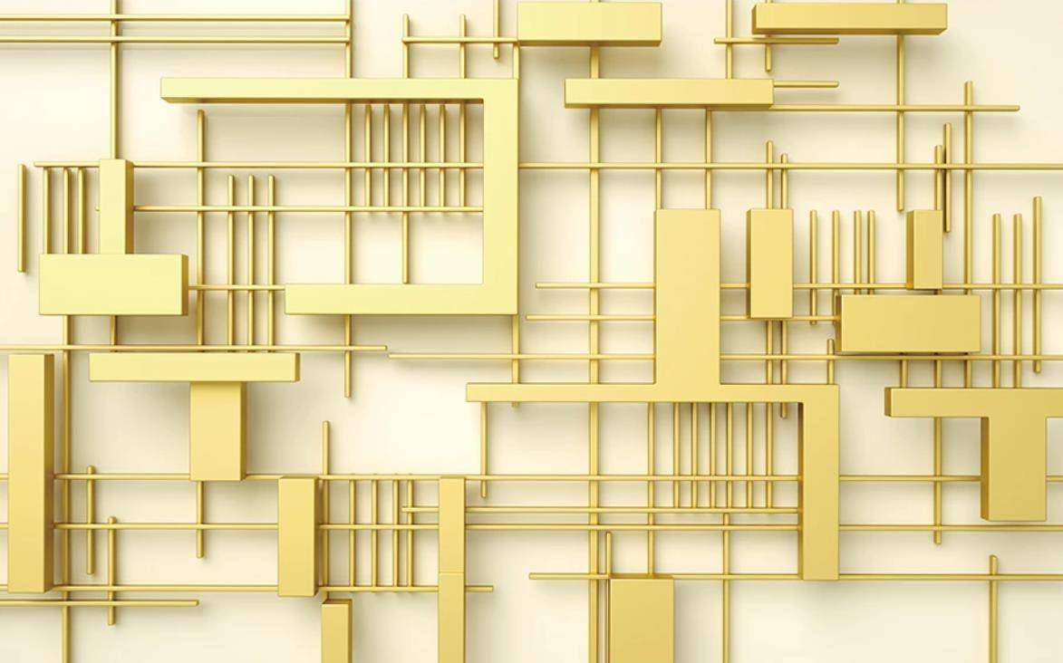 Фотообои в интерьере трехмерная золотая стена  15-423 фото