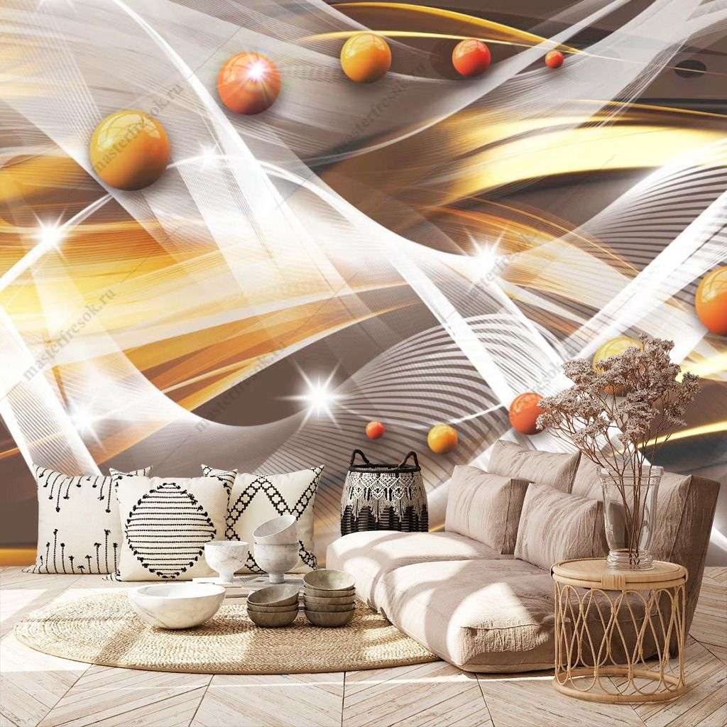 Фотообои в интерьере оранжевая абстракция  14-294 фото