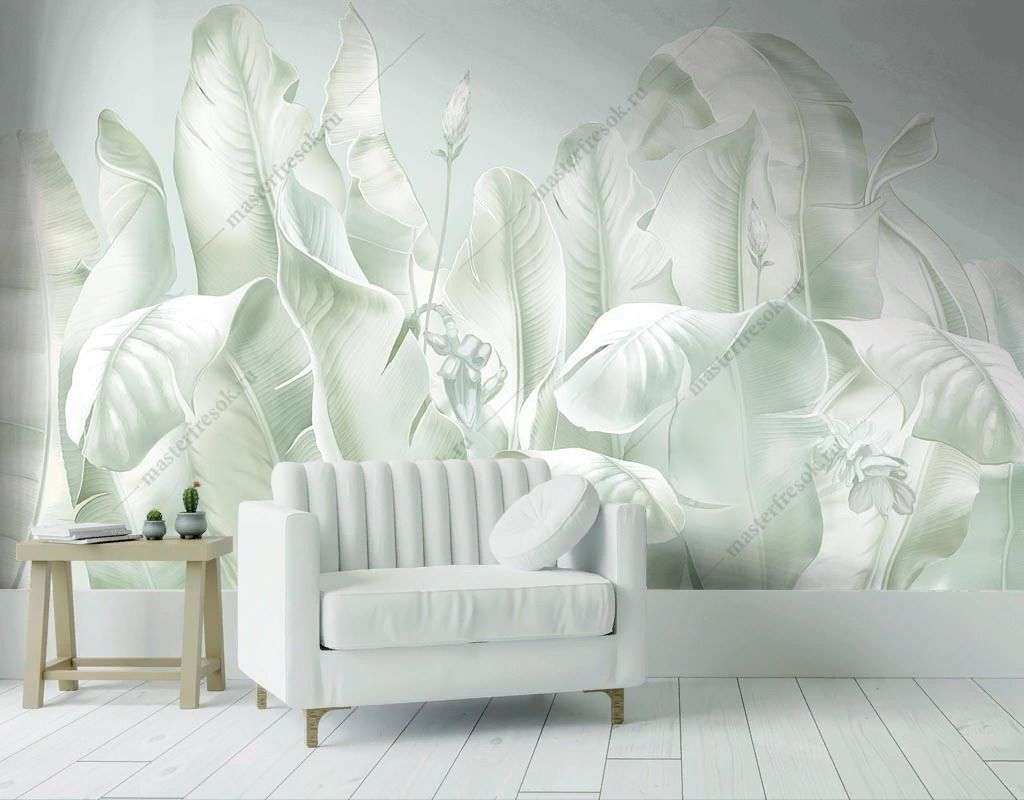Фотообои в интерьере листья банановой пальмы  13-562 фото