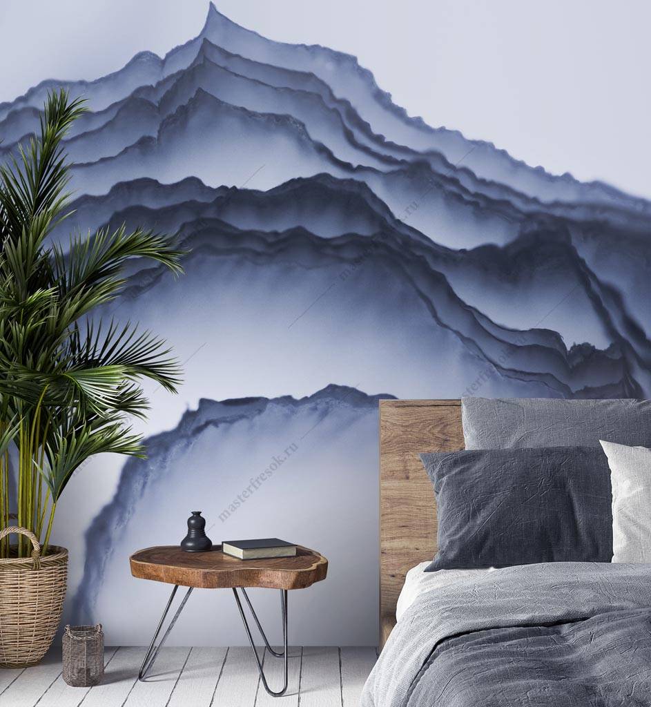 Фотообои Синяя 3д волна флюид арт  9-1382