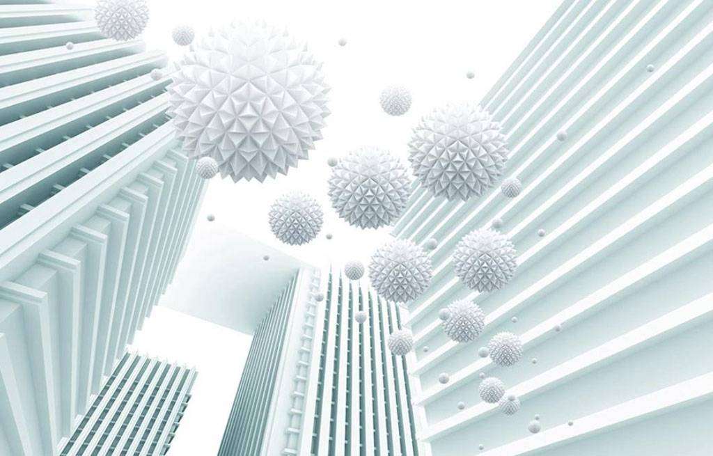 Фотообои в интерьере шары в полете  15-706 фото