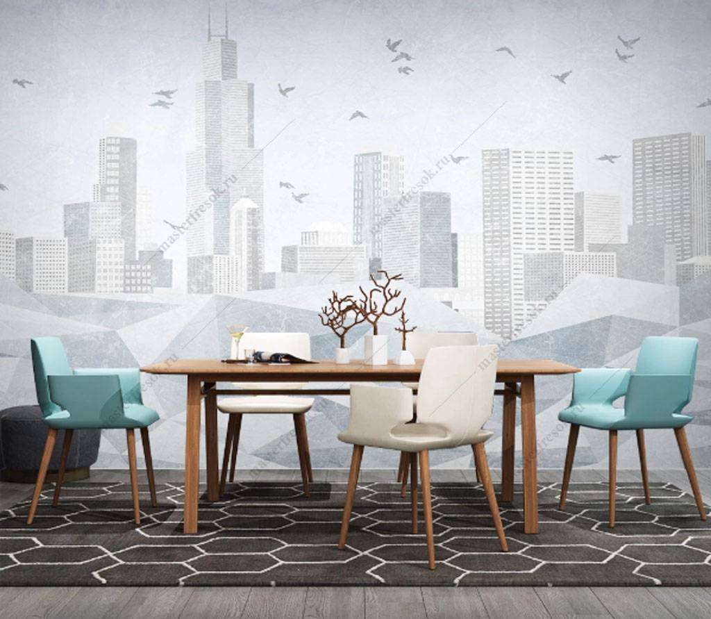 Фотообои в интерьере серый город  15-859 фото