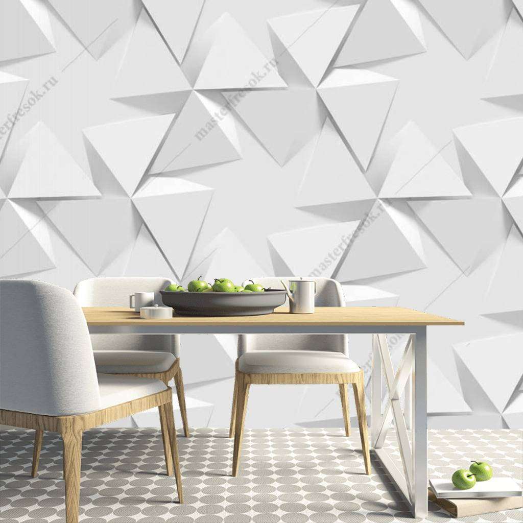 Фотообои в интерьере 3д объемные треугольники  10-812 фото