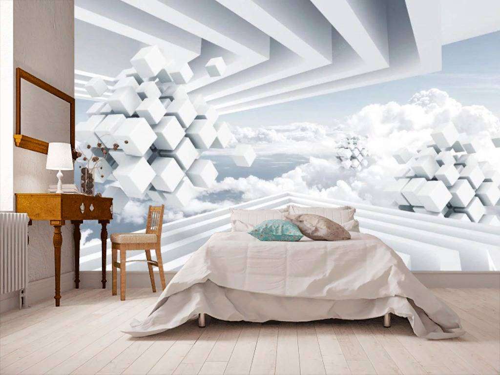 Фотообои в интерьере геометрия в облаках  15-722 фото