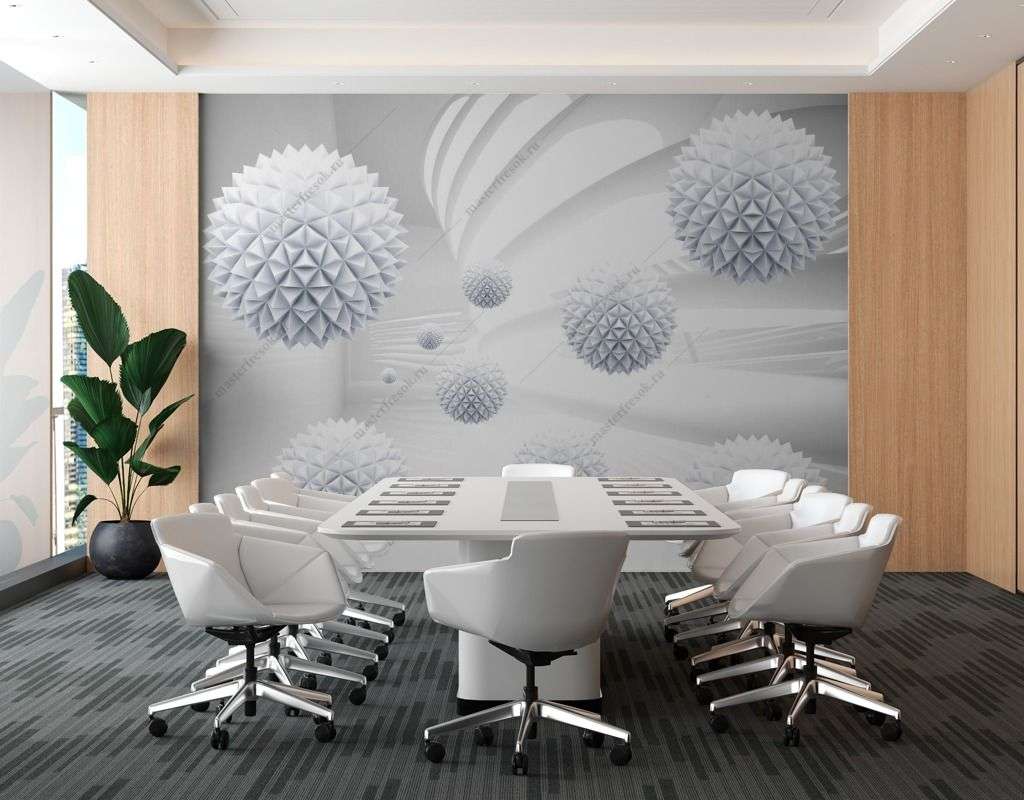 Фотообои в интерьере колючие сферы  14-295 фото