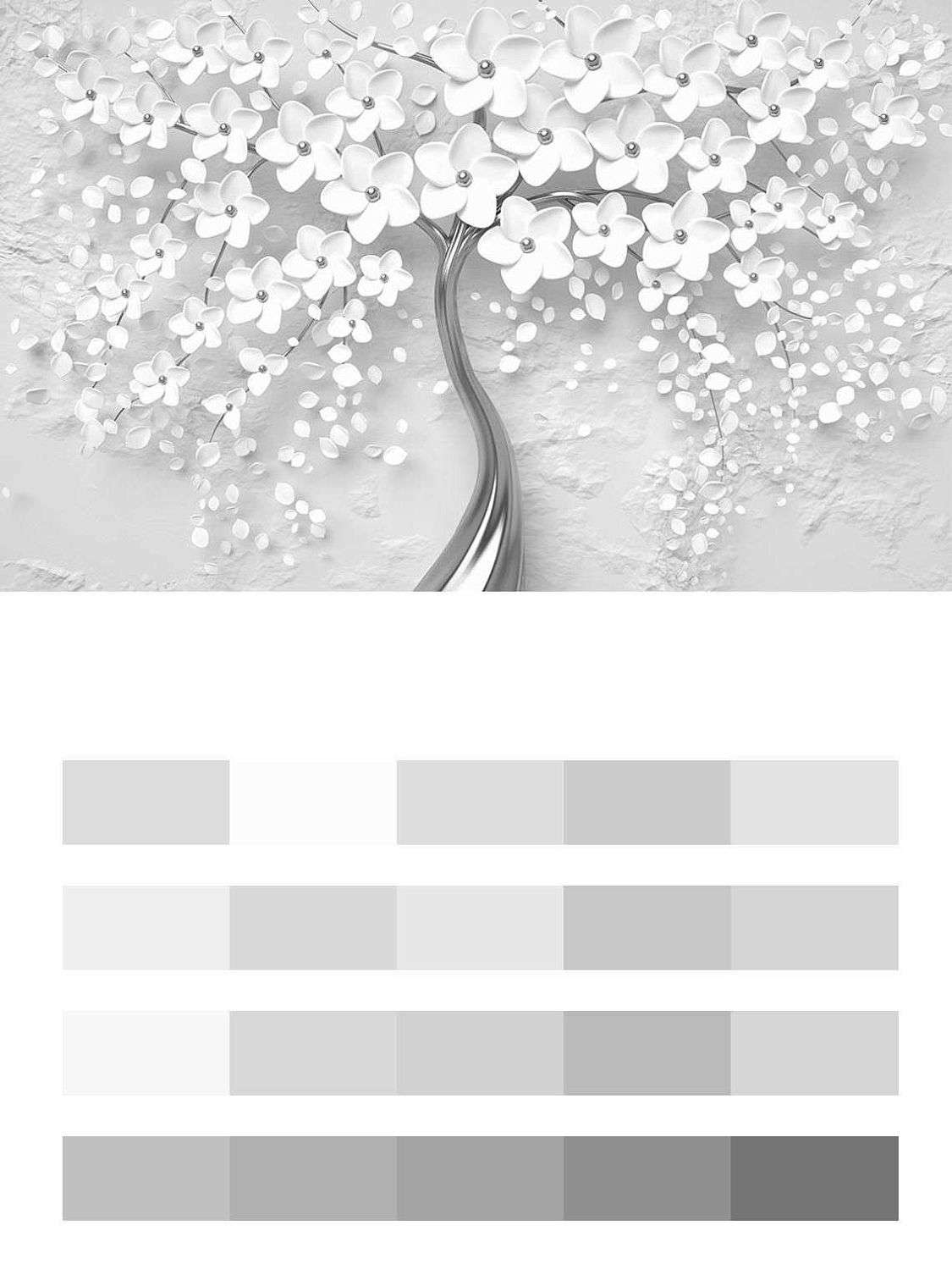 Дерево 3д с белыми цветами  10-745