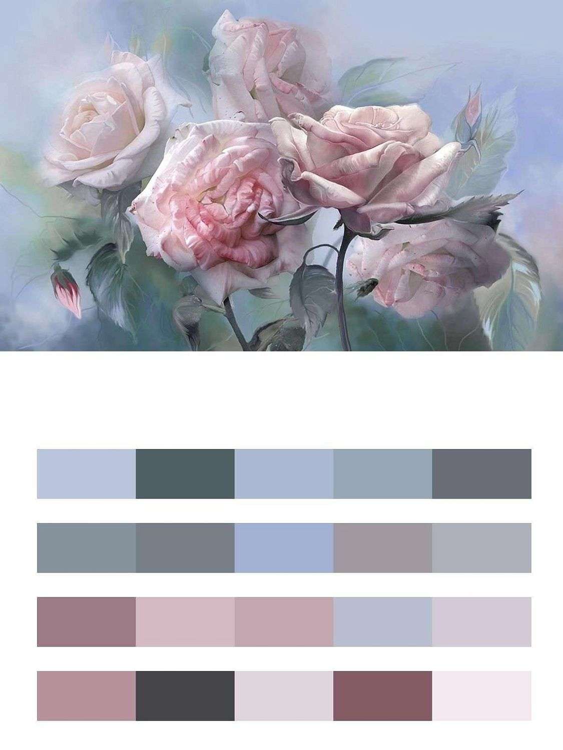 Розы на голубом фоне  13-265