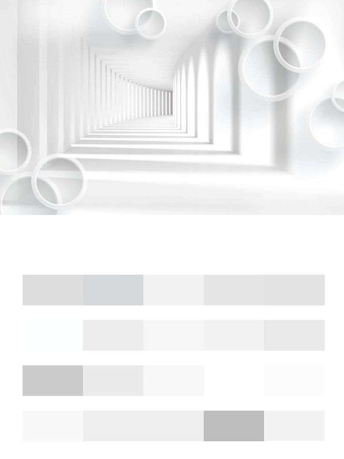 3д Белый тоннель с кругами  10-839