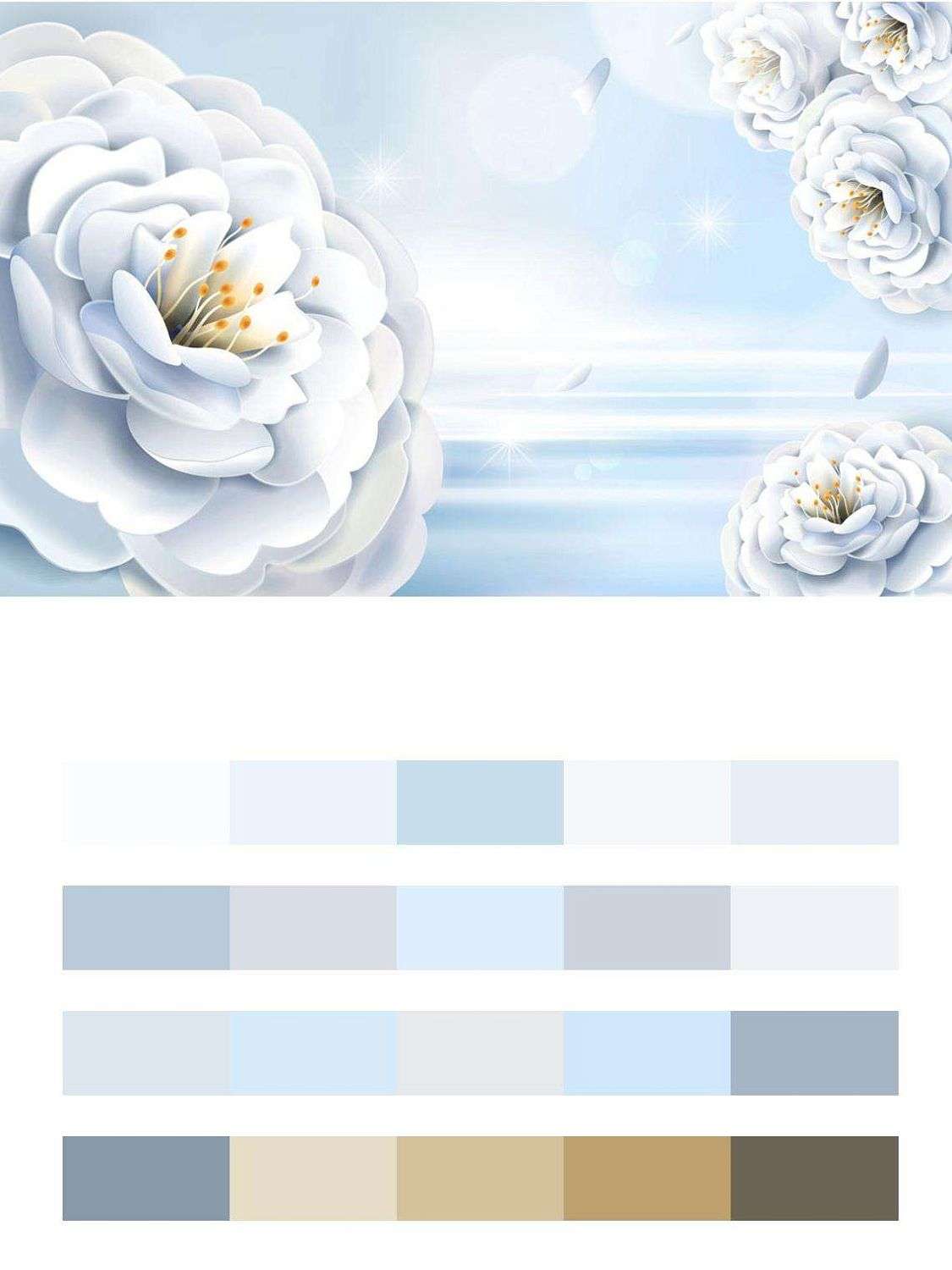 Голубой цветочный фон  9-016