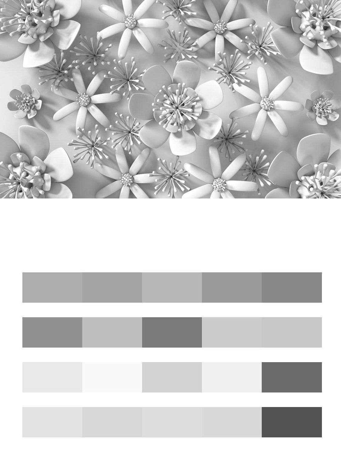 Серые 3д цветы  9-017