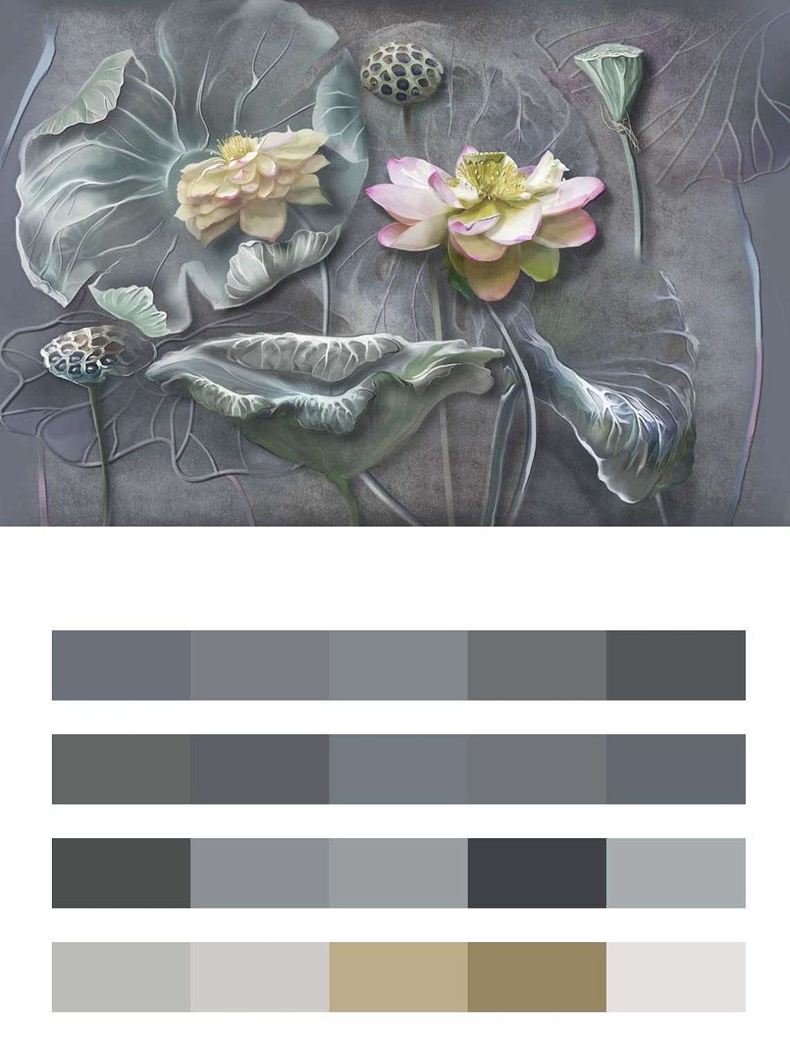 Лотос 3д рельеф  13-616