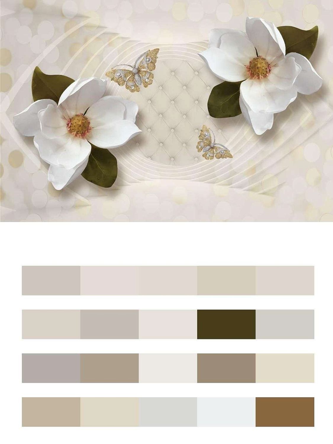 3д Большие белые цветы  10-923