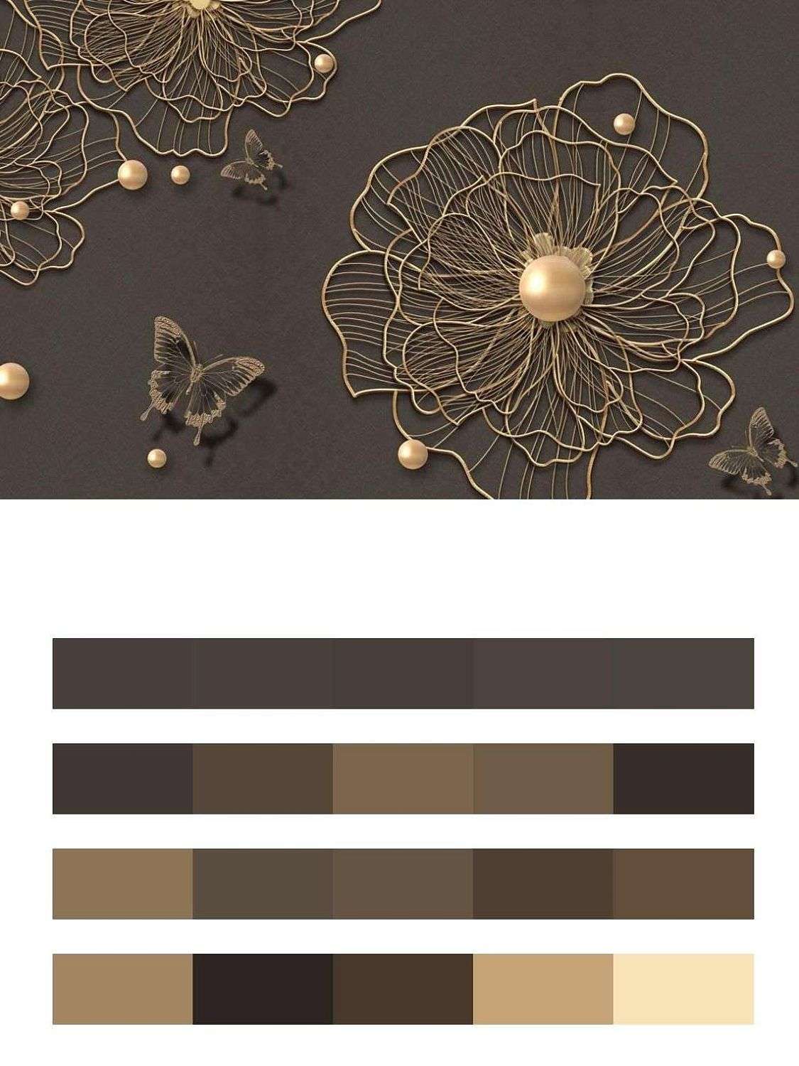 3д Золотые цветы  10-861