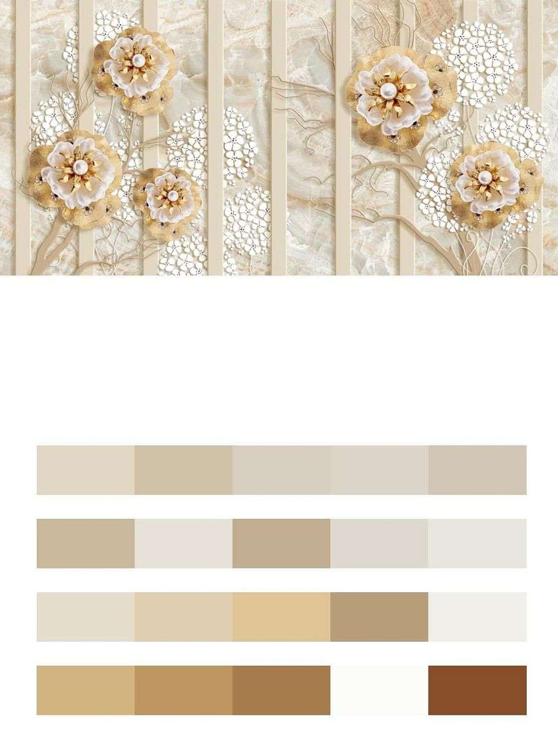 3д Золотое дерево с цветами  10-842