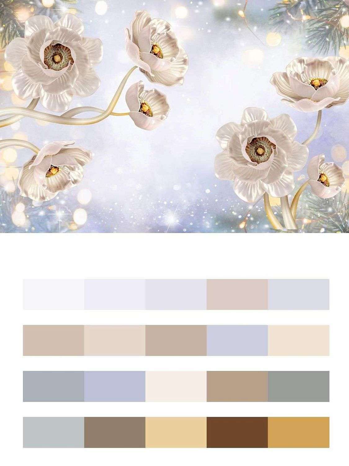 3д Цветы на зимнем фоне  10-921