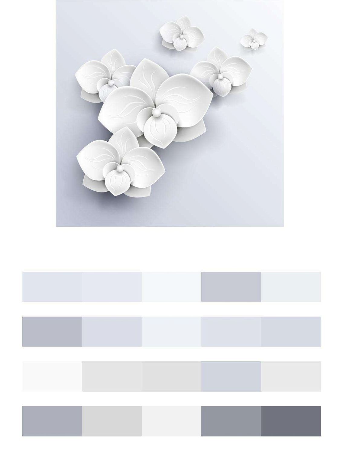 Объёмные белые цветы  9-178