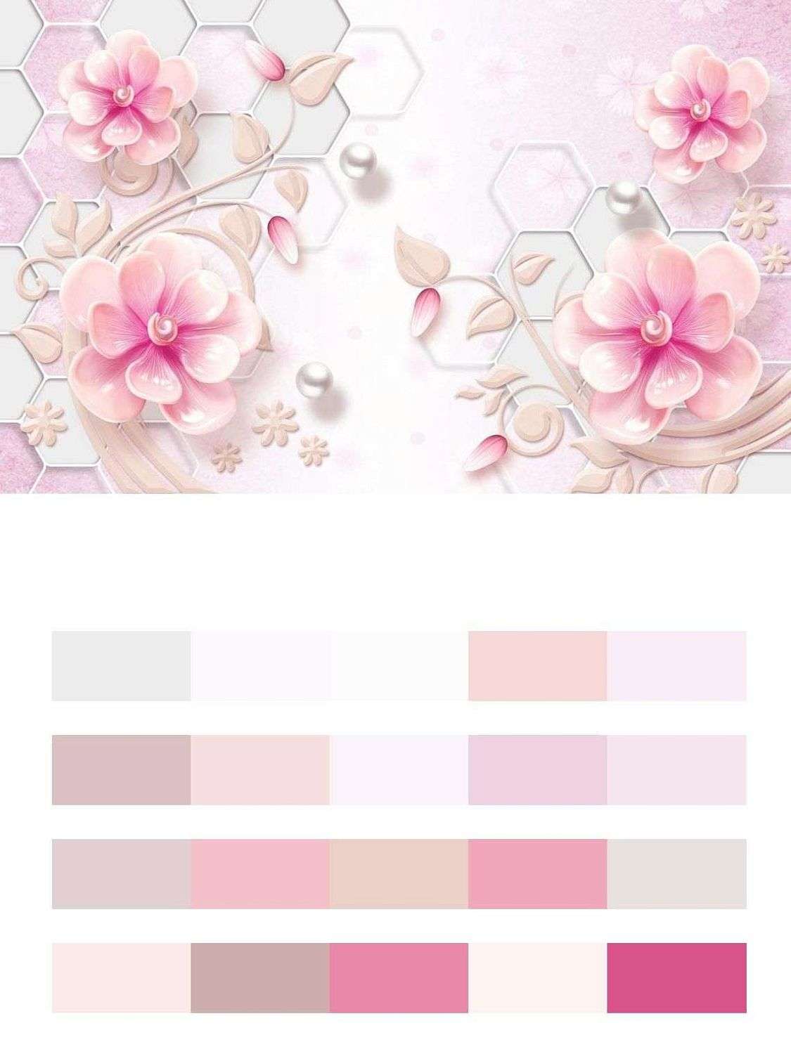 3д розовые цветы  10-668