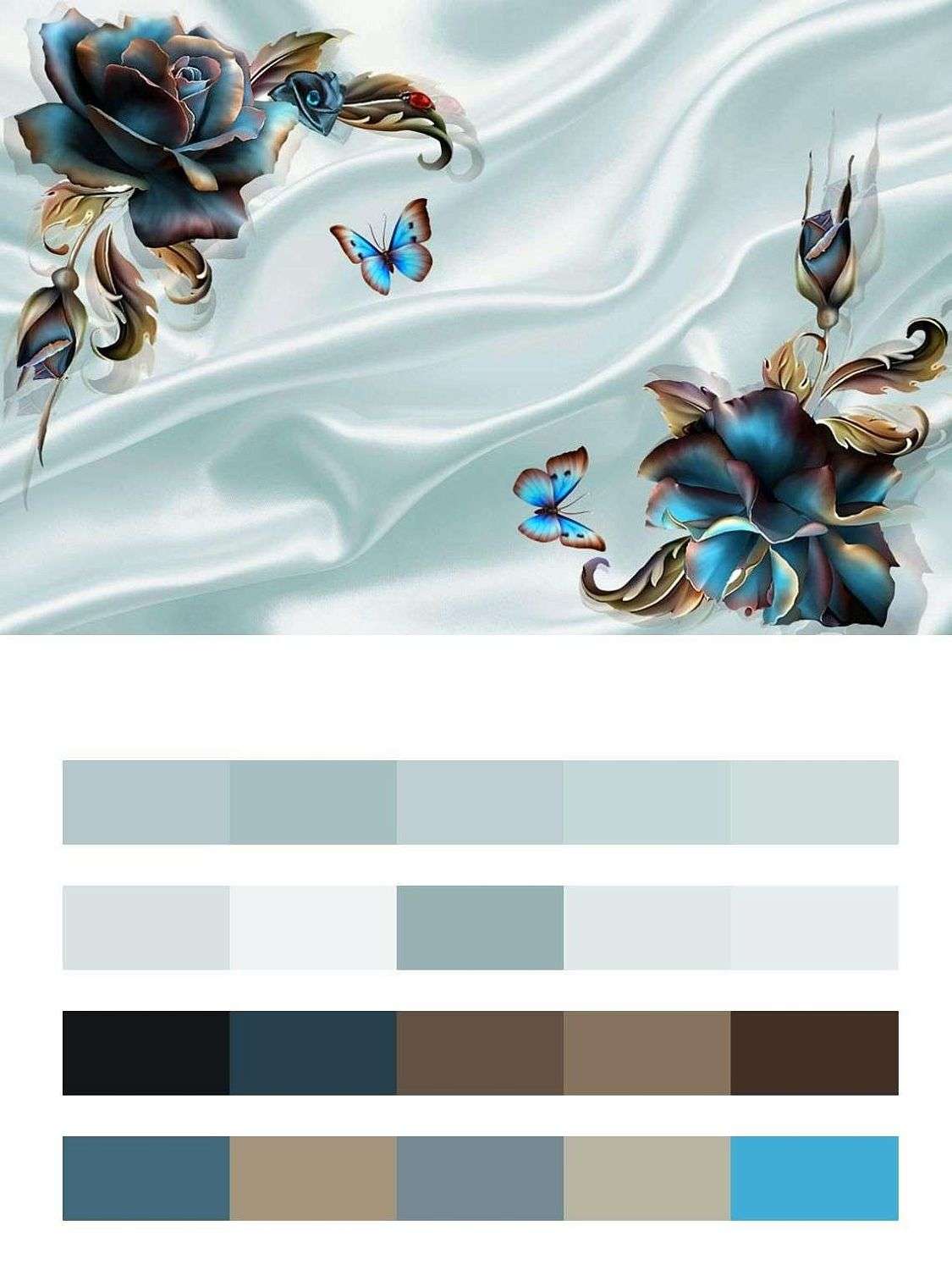 3д Цветы на атласе  10-907