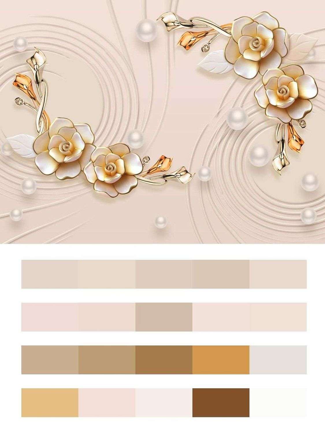 3д золотые цветочки  10-658