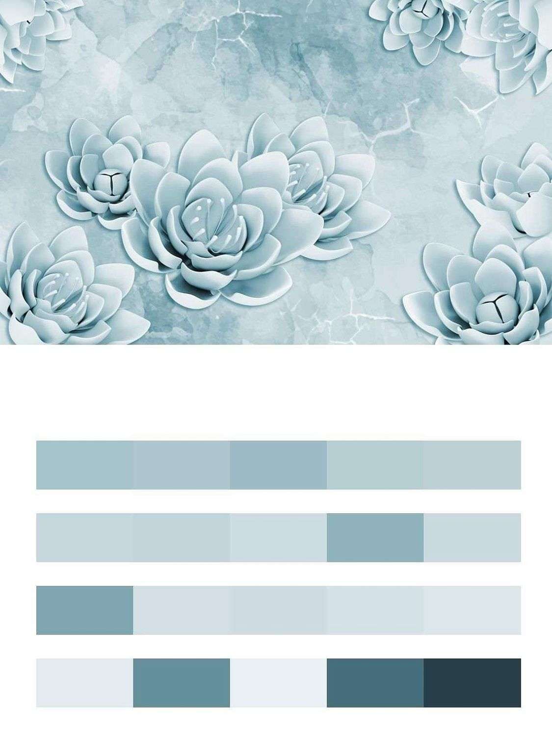 3д голубые цветы  10-651