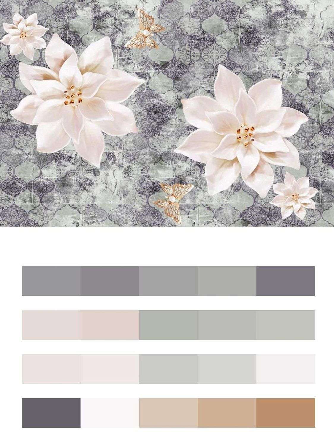 3д Цветы на ткани  10-920