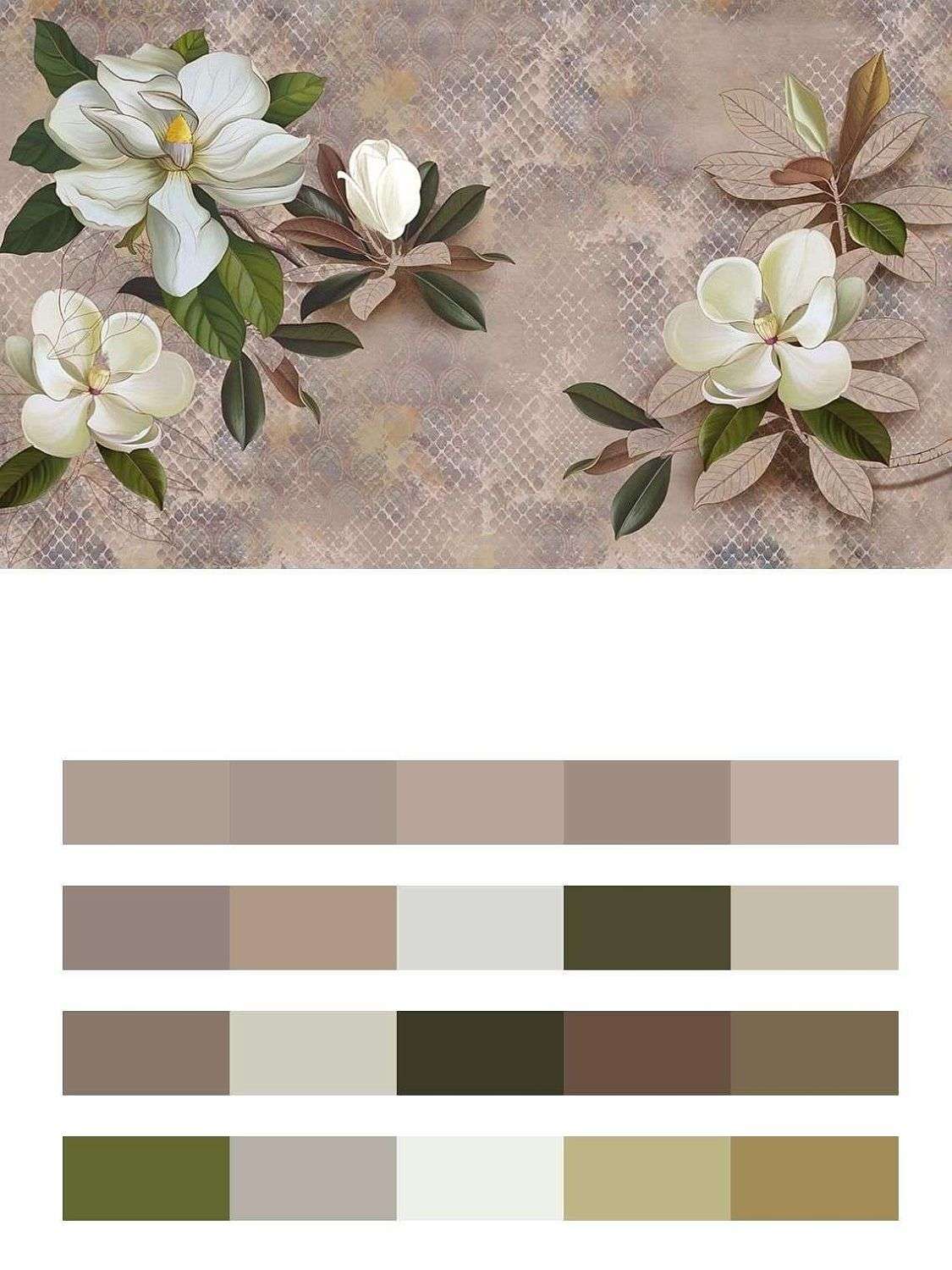 Магнолия на бежевом фоне  10-871