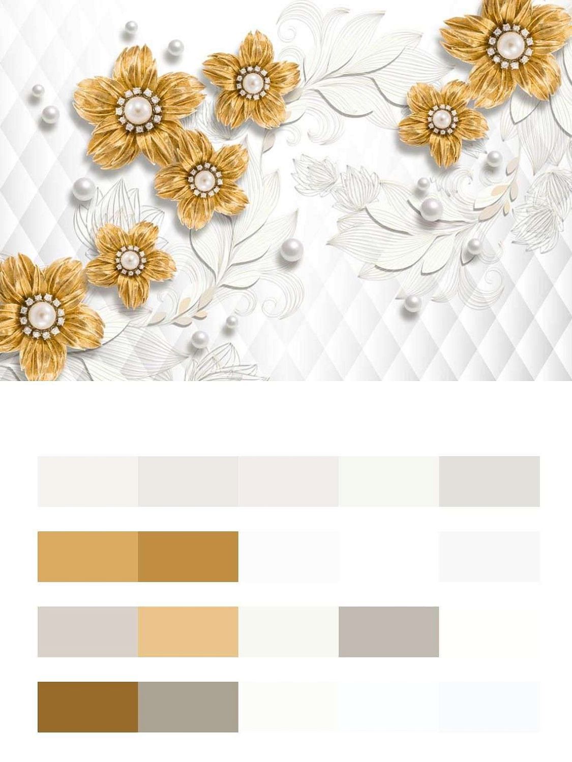 3д Позолоченные цветы  10-860