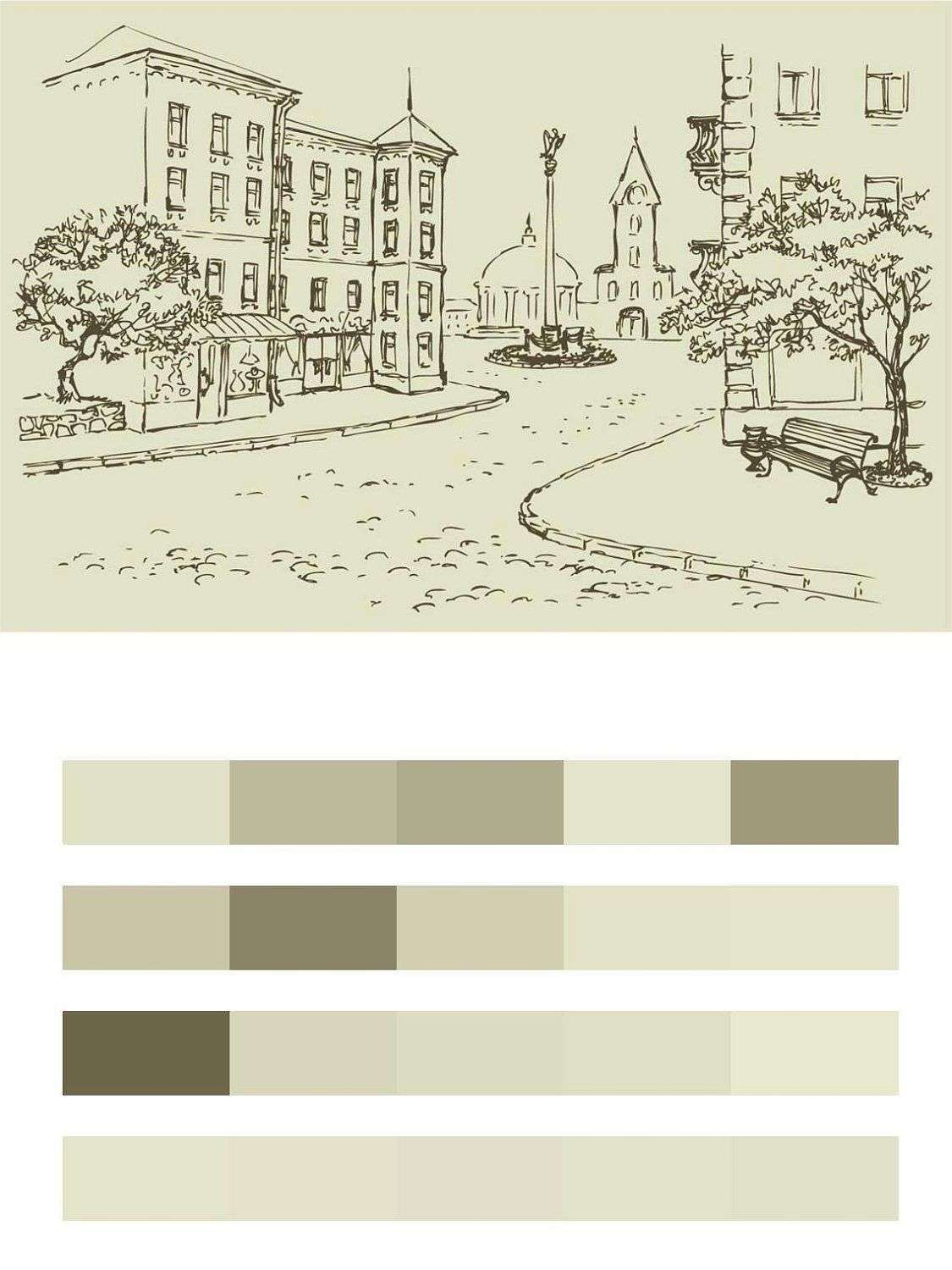 Городская улочка рисунок  9-143