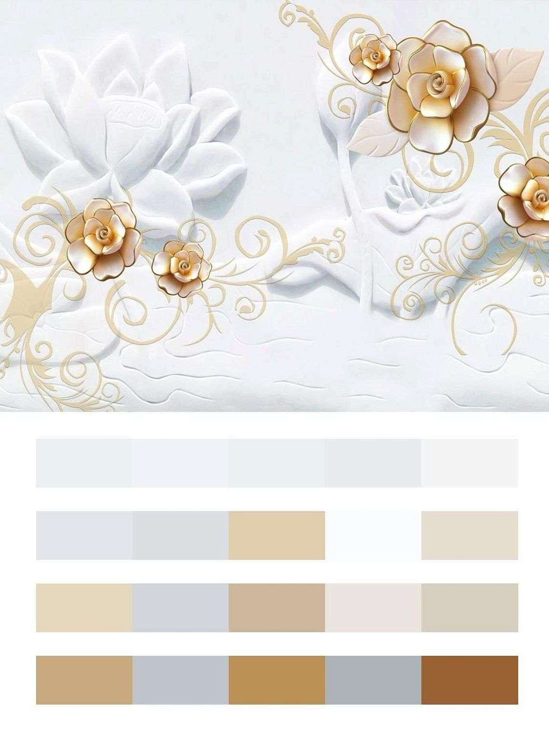 3д Фарфоровые золотые цветы  10-630