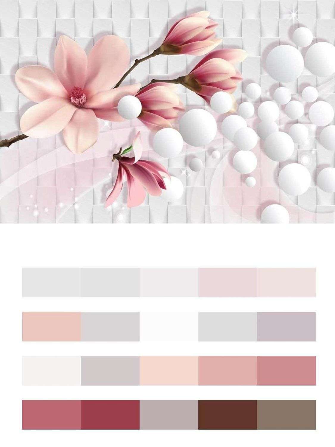 3д Розовая магнолия  10-831