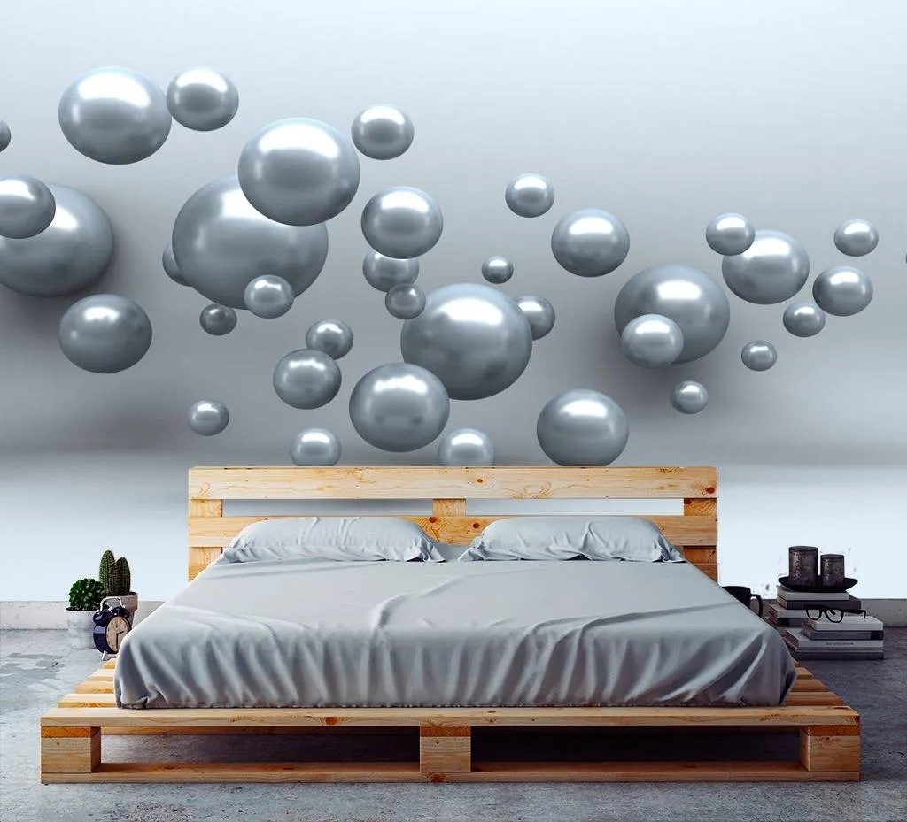 Фотообои в интерьере шарики из стали  10-598 фото